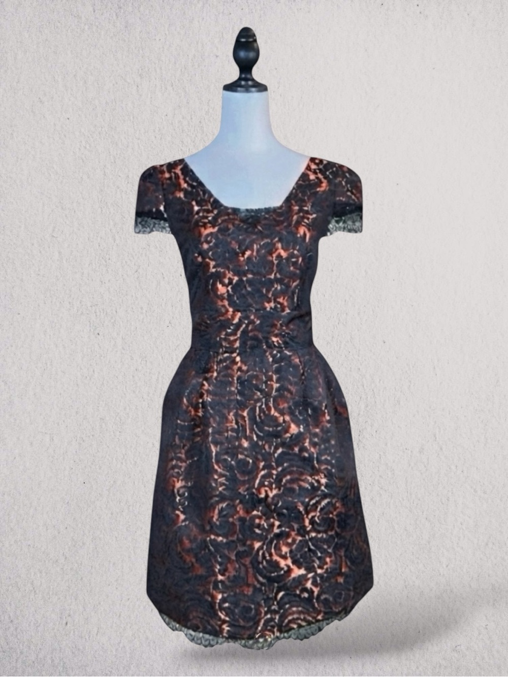 Nanette by Nanette Lepore Dress Jacquard Lace Pockets Retro Coquette Cocktail 10